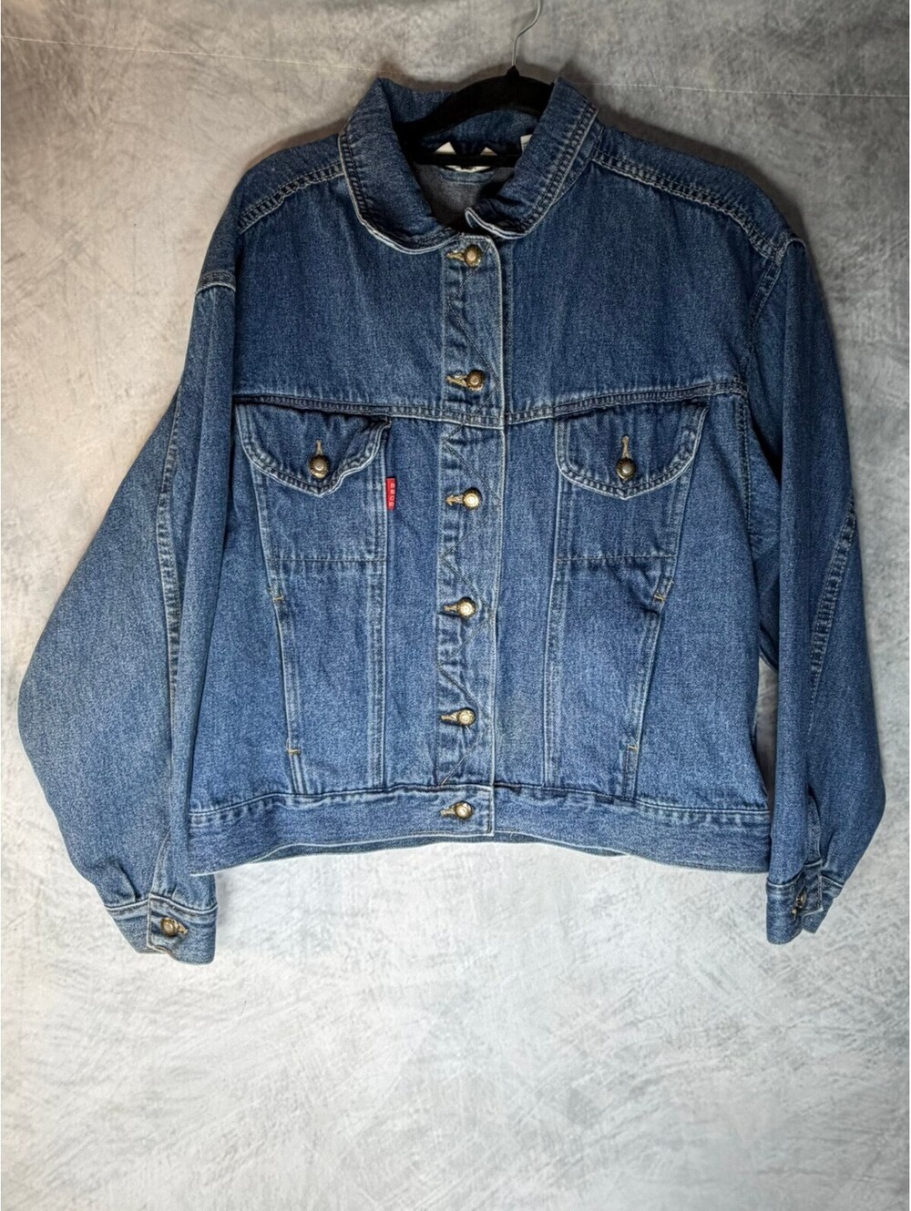 Vintage Bugle Boy Women's Blue Denim Trucker Jacket Size Large